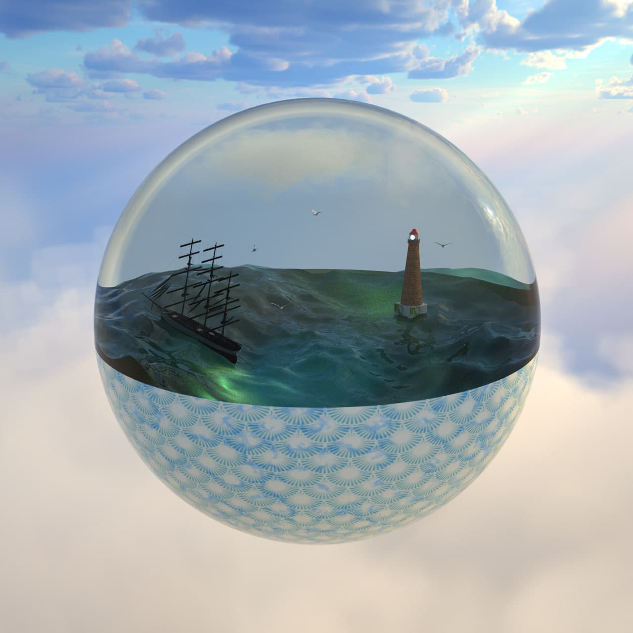 Ocean in glass sphere